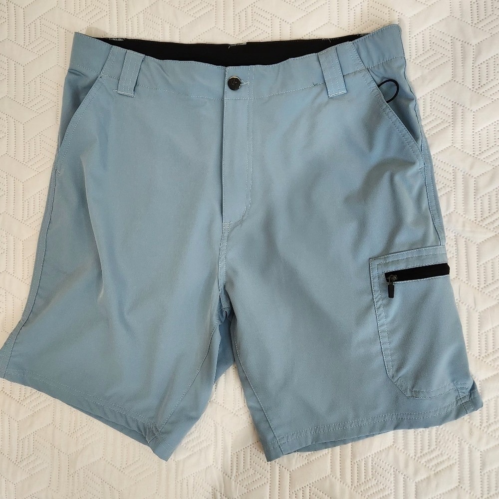 Shorts Mens Light Blue Cargo Size 36 Zip Pocket  Closure Light Breathable Casual - Picture 2 of 7